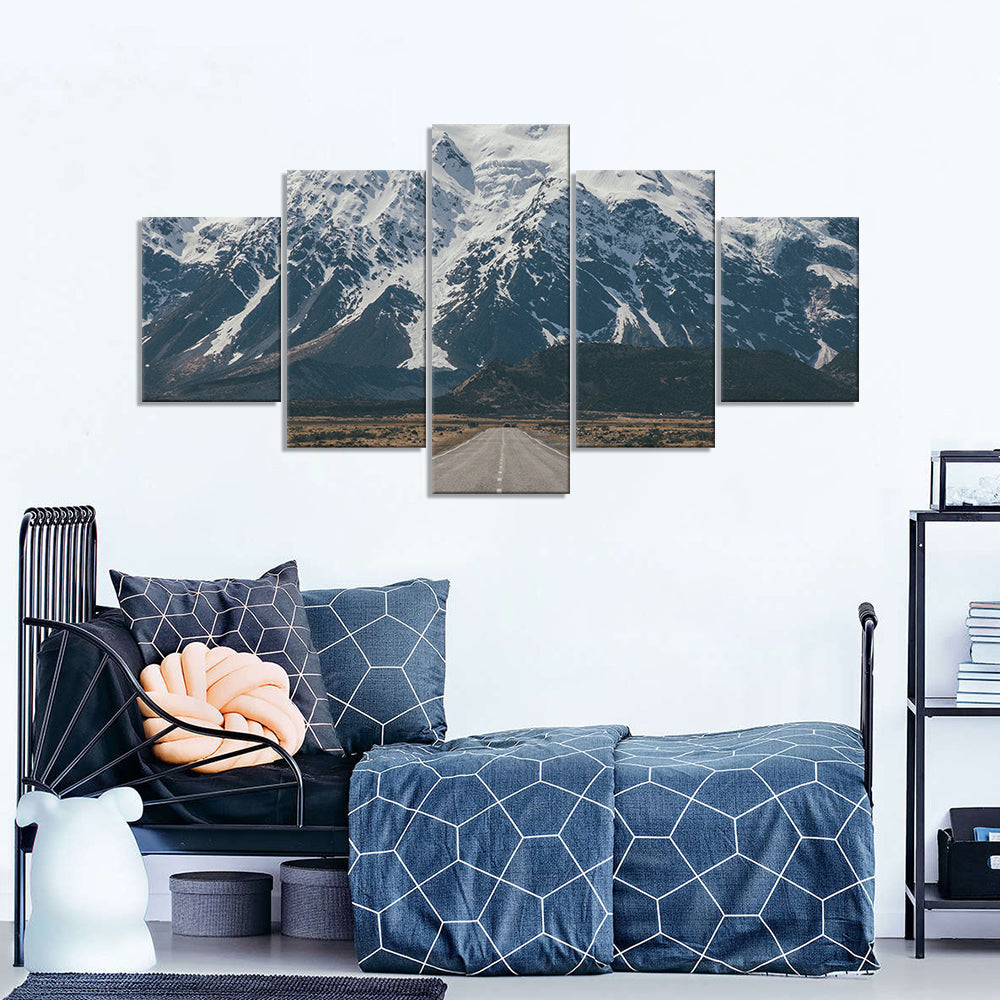 Road to Snow-Capped Mount Cook Canvas Wall Art