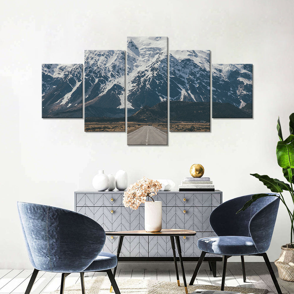 Road to Snow-Capped Mount Cook Canvas Wall Art