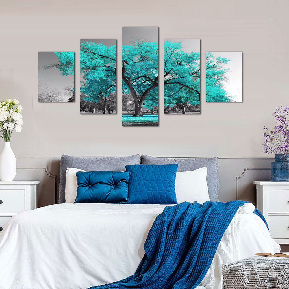 Turquoise Tree 5-Piece Canvas Wall Art