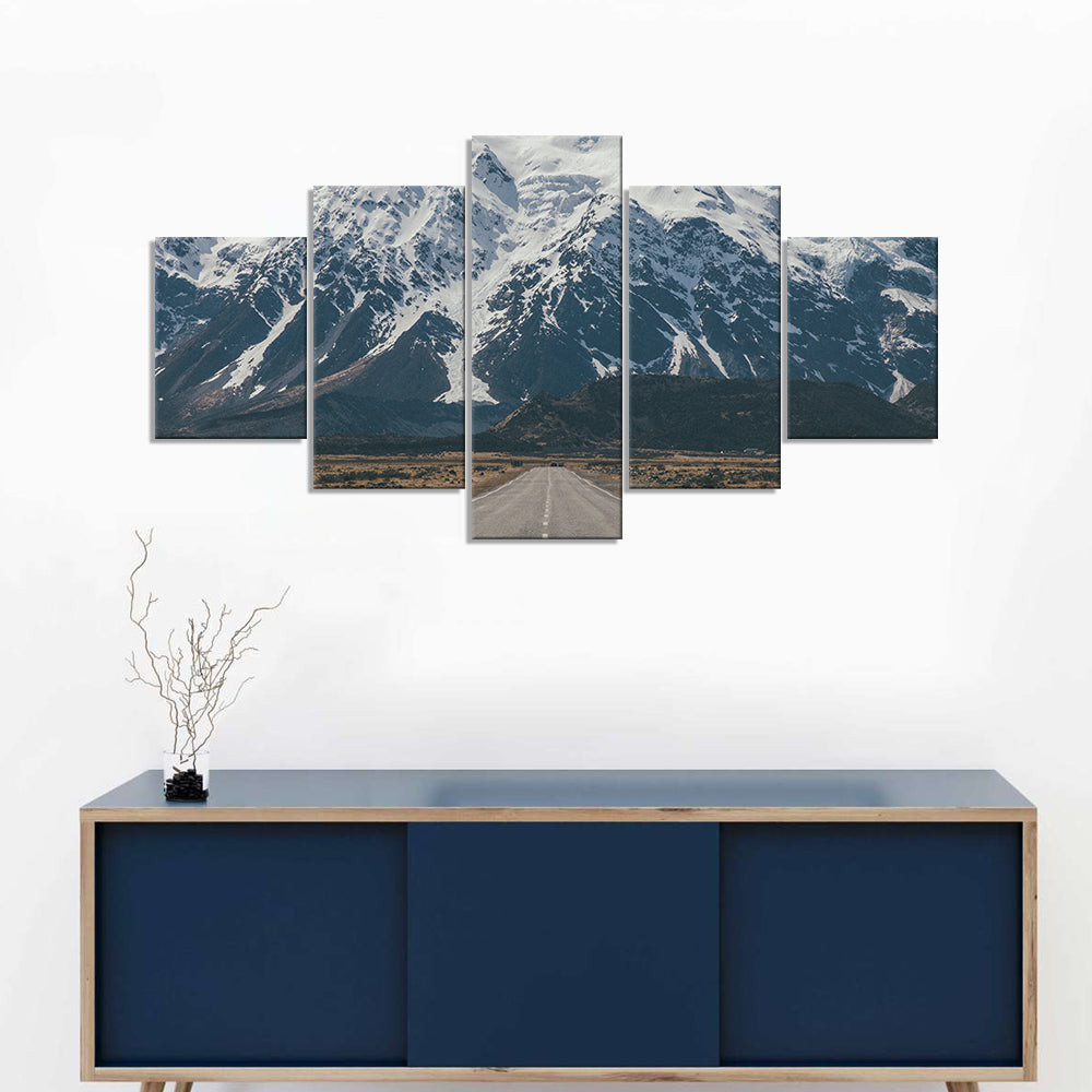 Road to Snow-Capped Mount Cook Canvas Wall Art