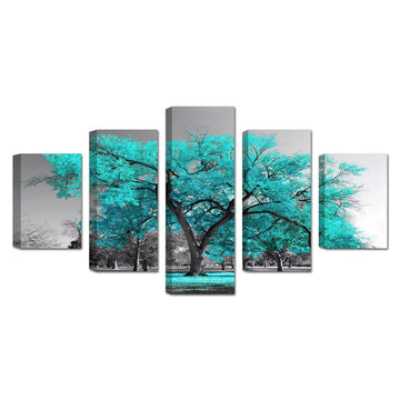 Turquoise Tree 5-Piece Canvas Wall Art