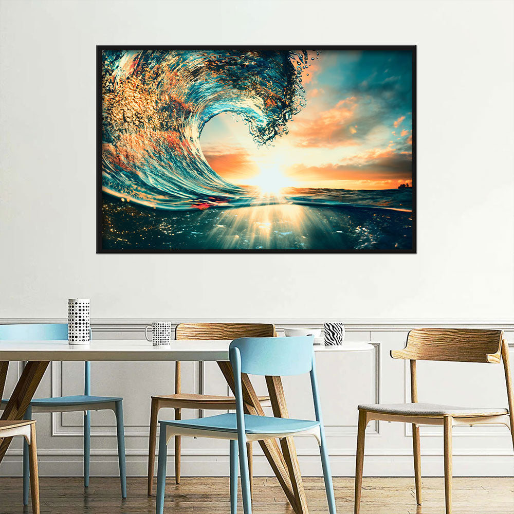 Ocean Sunset Wave Canvas Wall Art