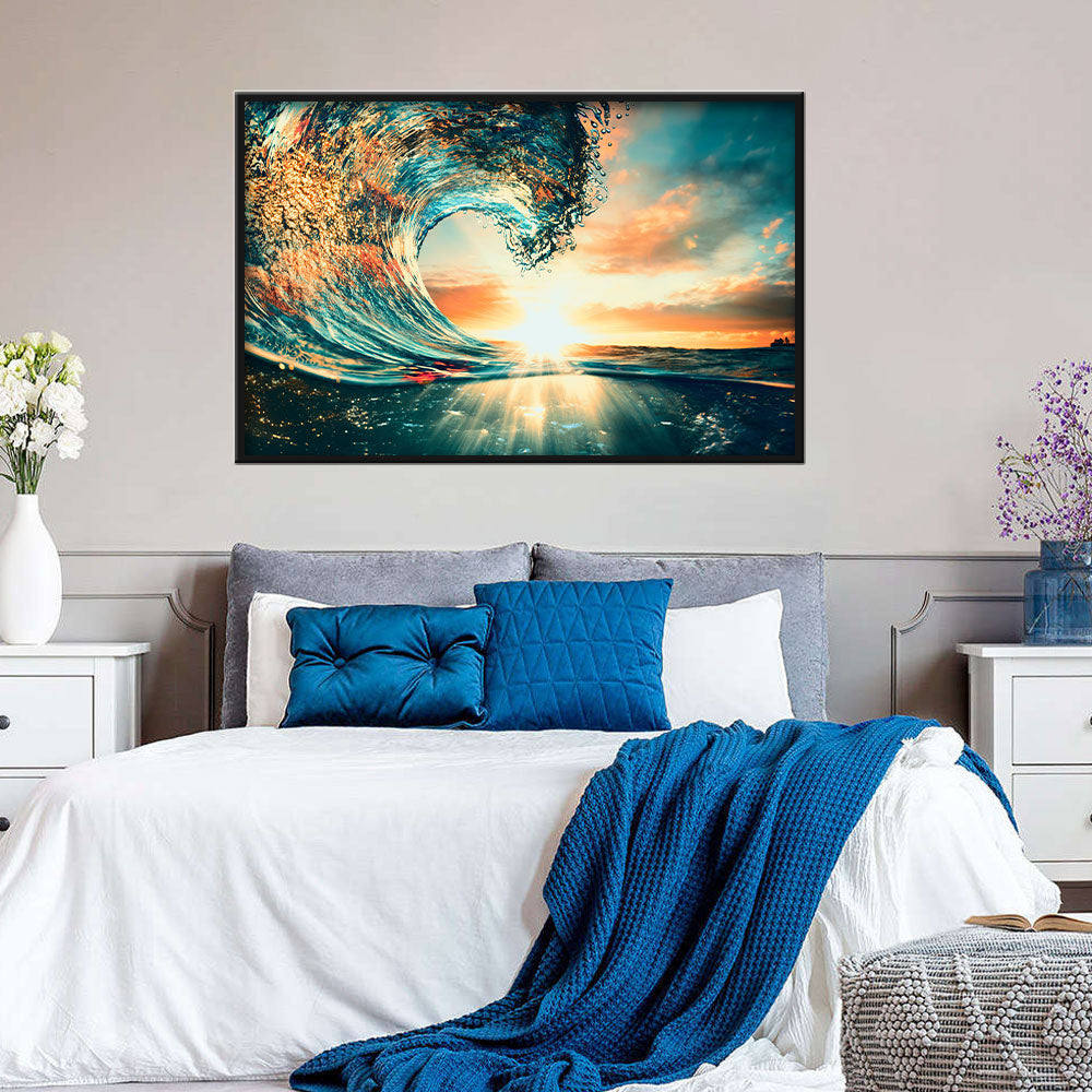 Ocean Sunset Wave Canvas Wall Art