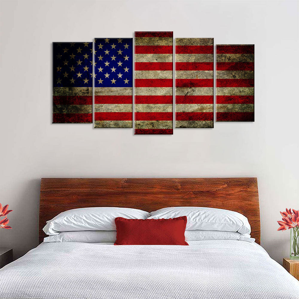 5 Piece Modern American Flag Canvas Wall Art