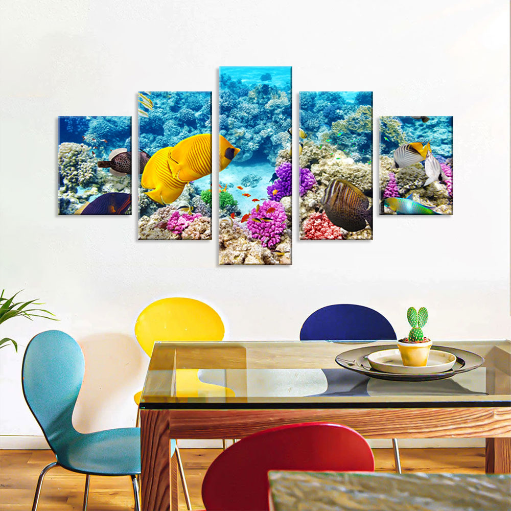 Tropical Sea Underwater Fishes Canvas Wall Art