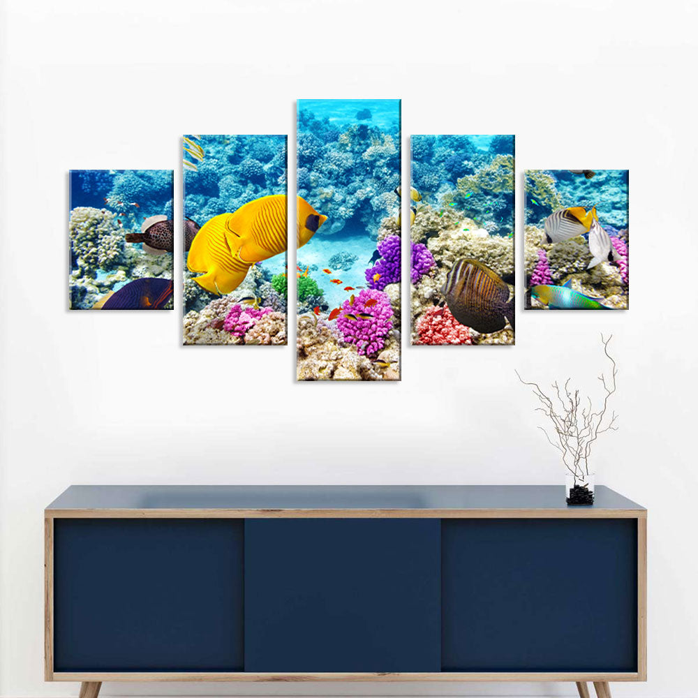 Tropical Sea Underwater Fishes Canvas Wall Art
