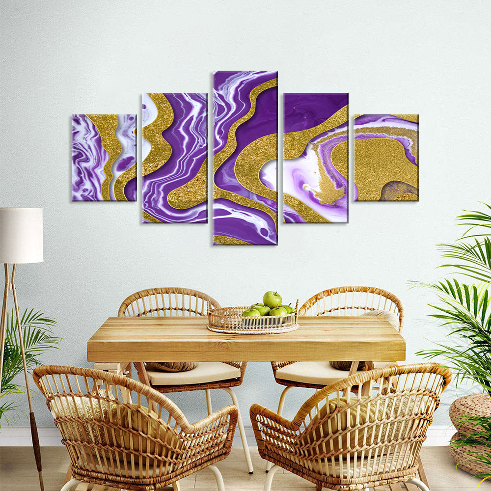 Abstract Purple and Gold Flow canvas wall art