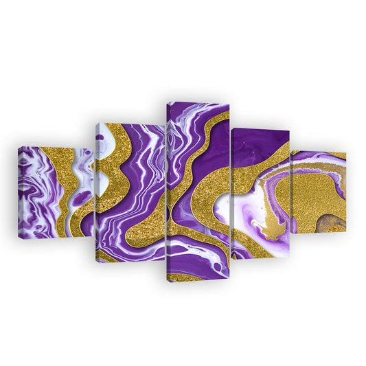 Abstract Purple & Gold Flow Canvas Wall Art