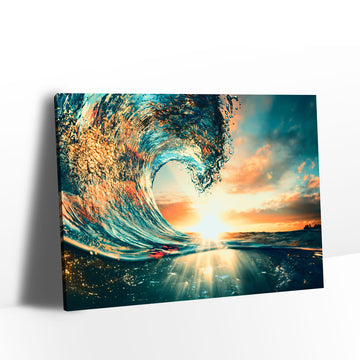 Ocean Sunset Wave Canvas Wall Art