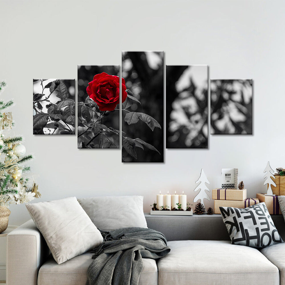 Black and White Lone Rose canvas wall art