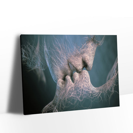 Abstract Romantic Love Kiss Canvas Wall Art