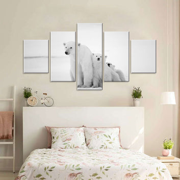 Polar Bear and Cubs Canvas Wall Art