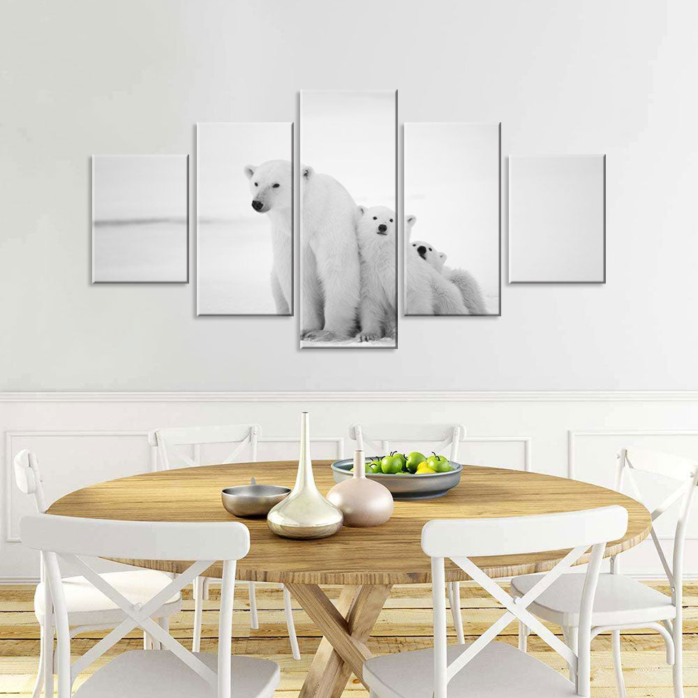 Polar Bear and Cubs Canvas Wall Art 