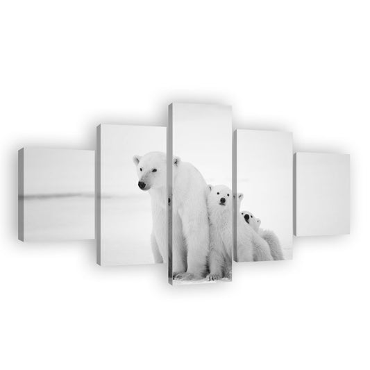 Polar Bear and Cubs Canvas Wall Art