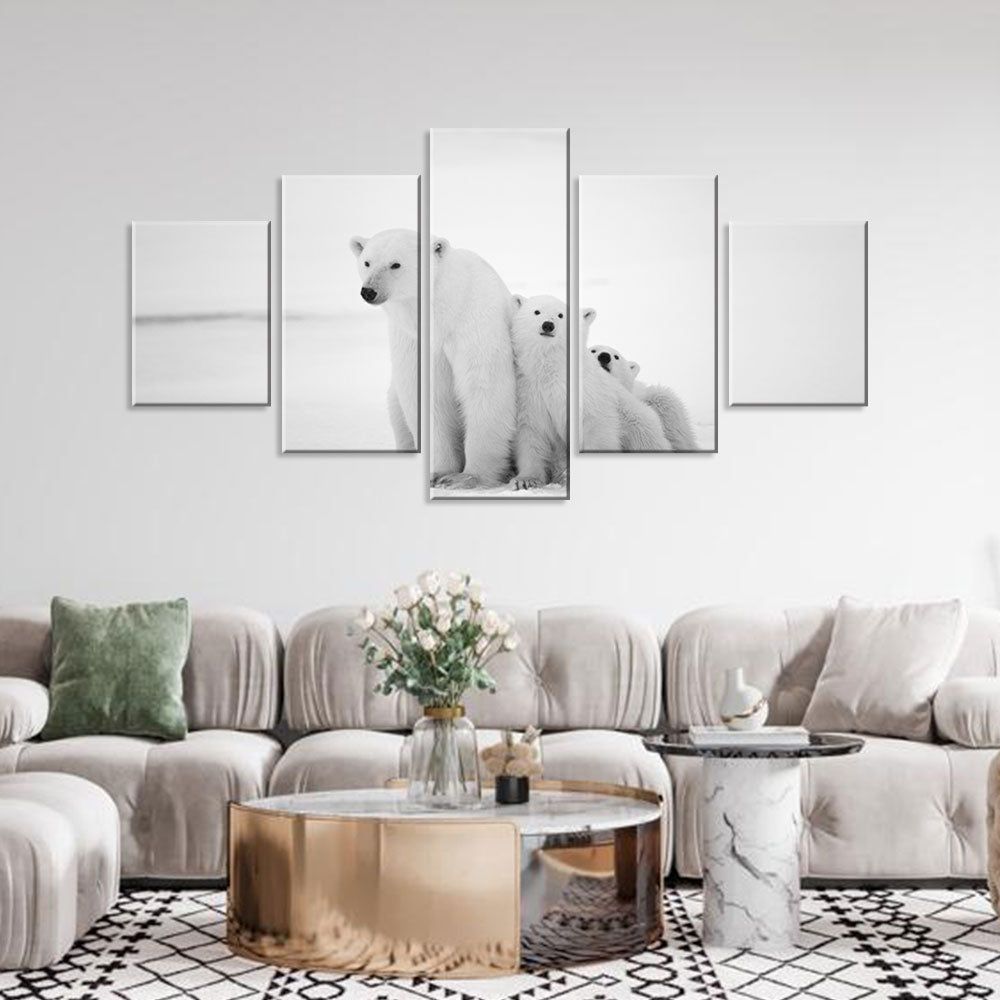 Polar Bear and Cubs Canvas Wall Art 