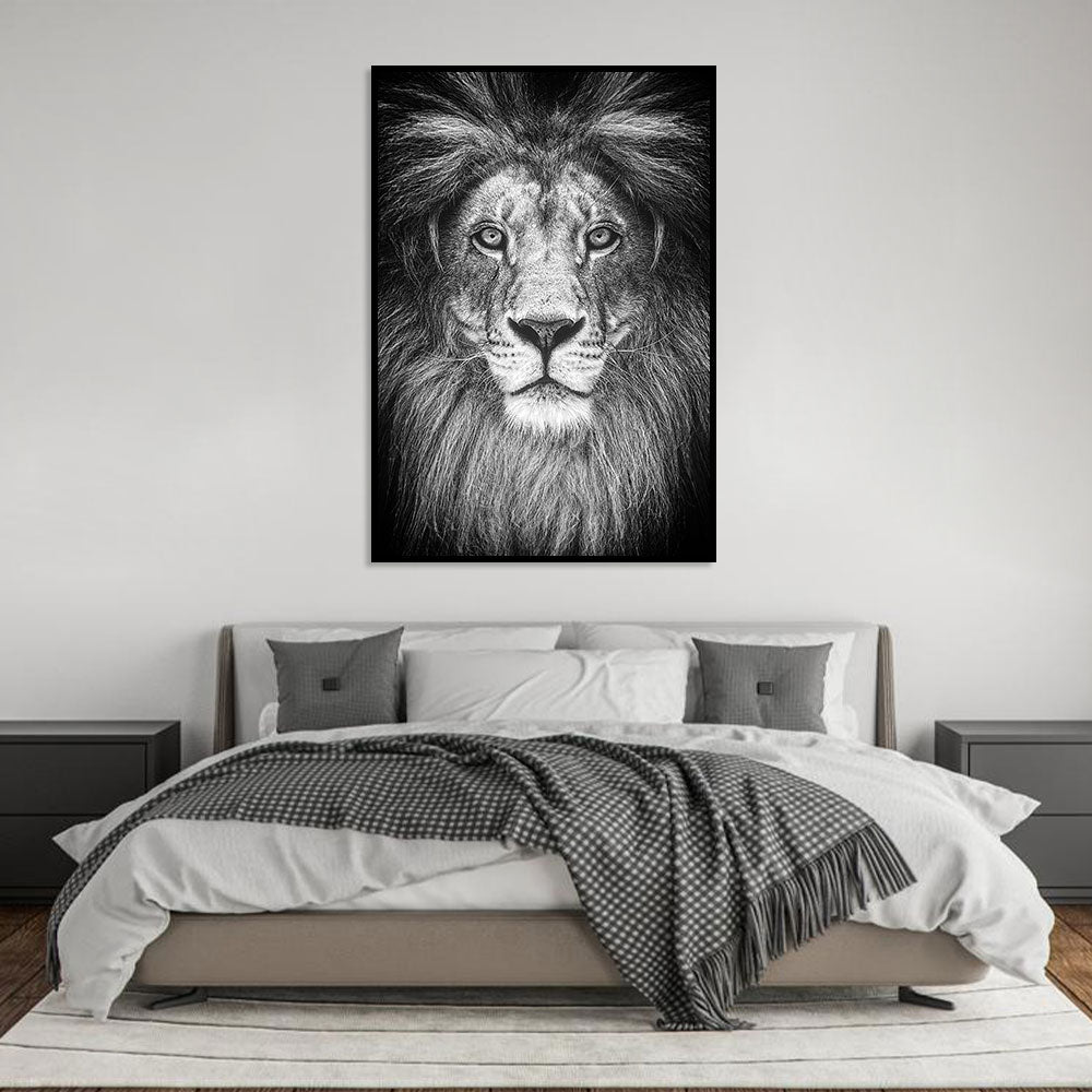 Majestic Lion Black and White Canvas Wall Art