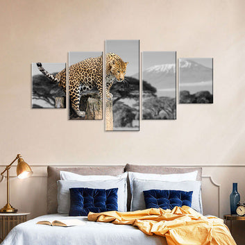 Leopard Standing on Tree Root Canvas Wall Art