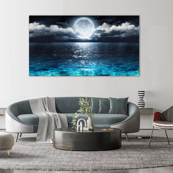 Moonlit Ocean Serenity Canvas Wall Art