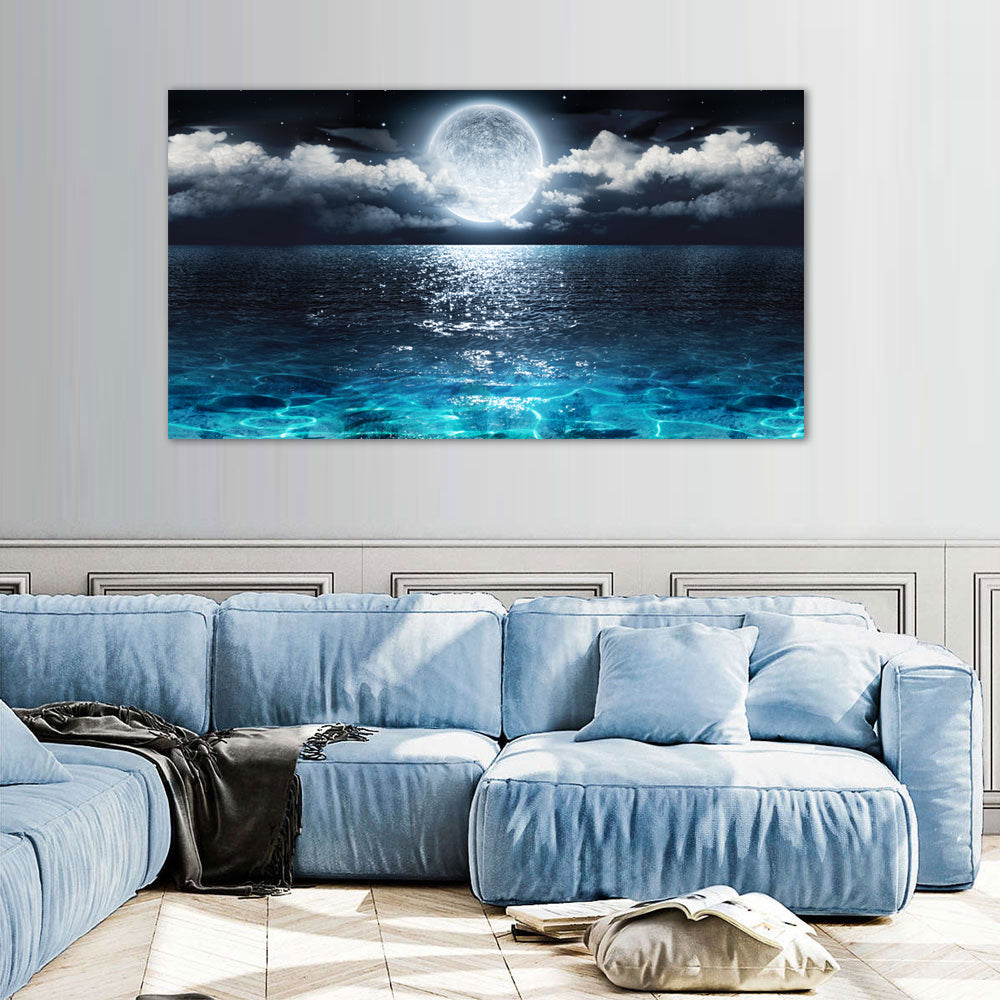 Moonlit Ocean Serenity Canvas Wall Art