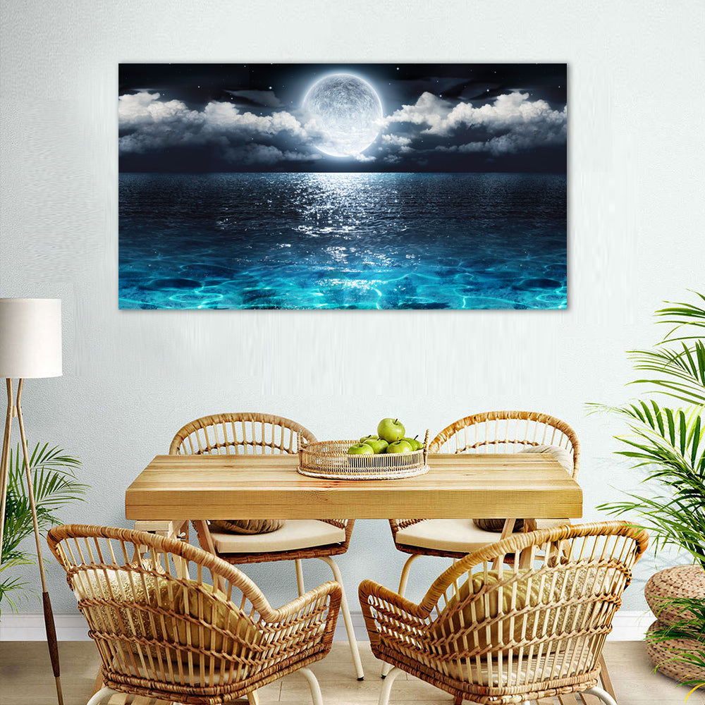 Moonlit Ocean Serenity Canvas Wall Art