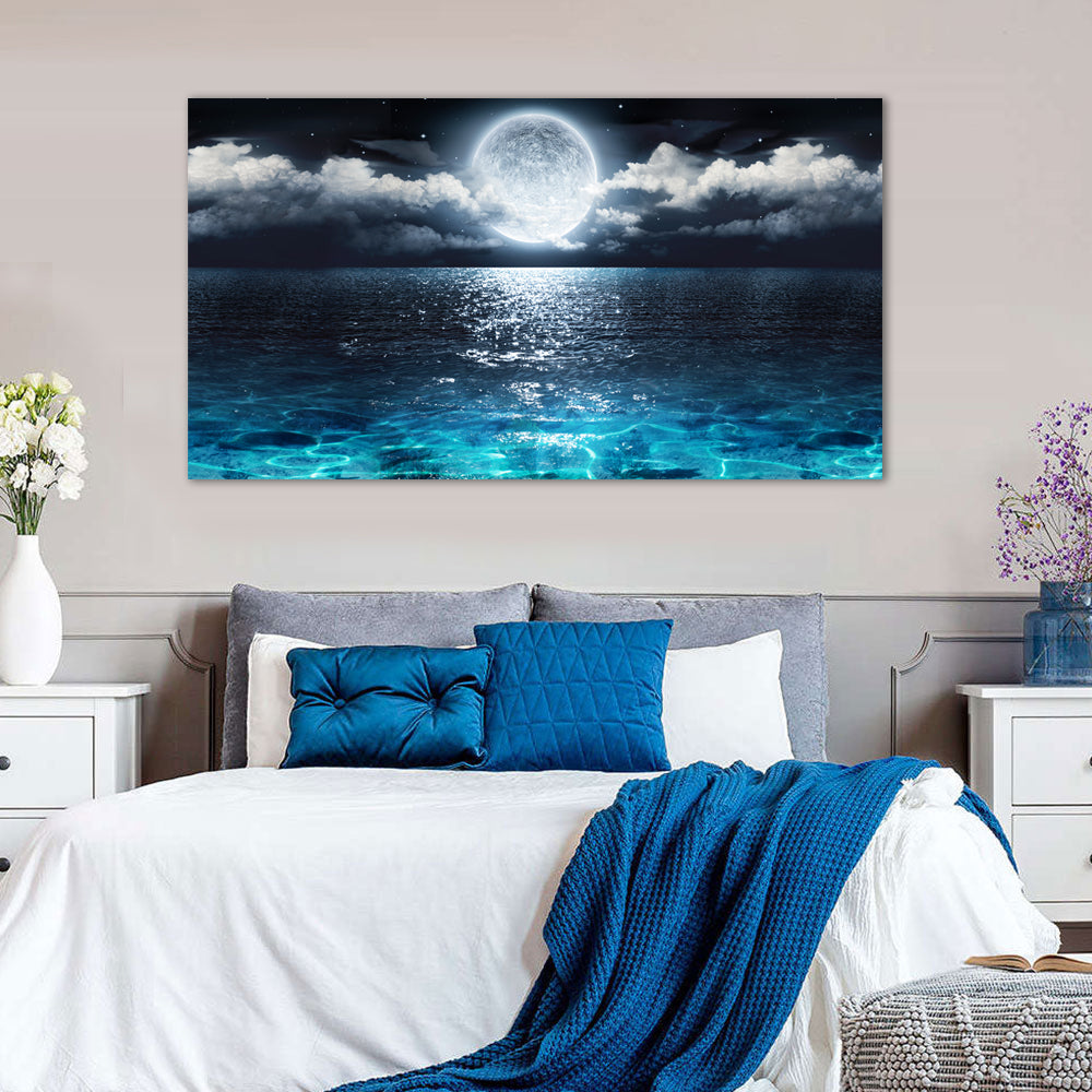 Moonlit Ocean Serenity Canvas Wall Art