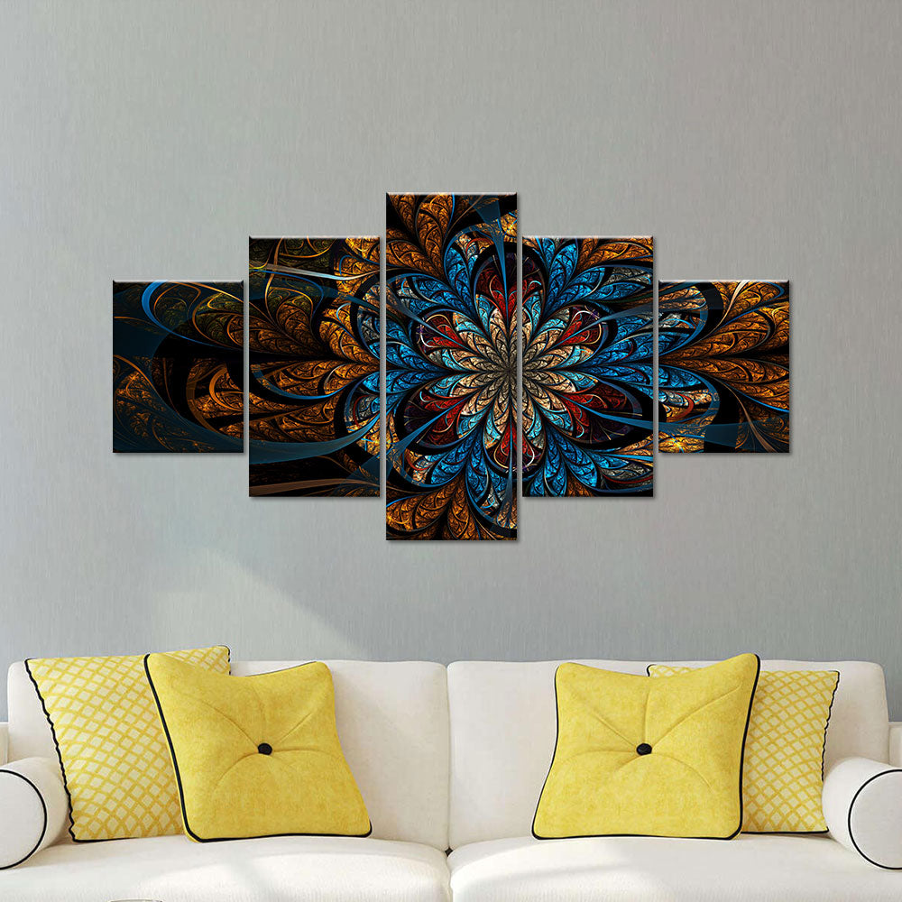 Dark Blue Fractal Flower canvas wall art