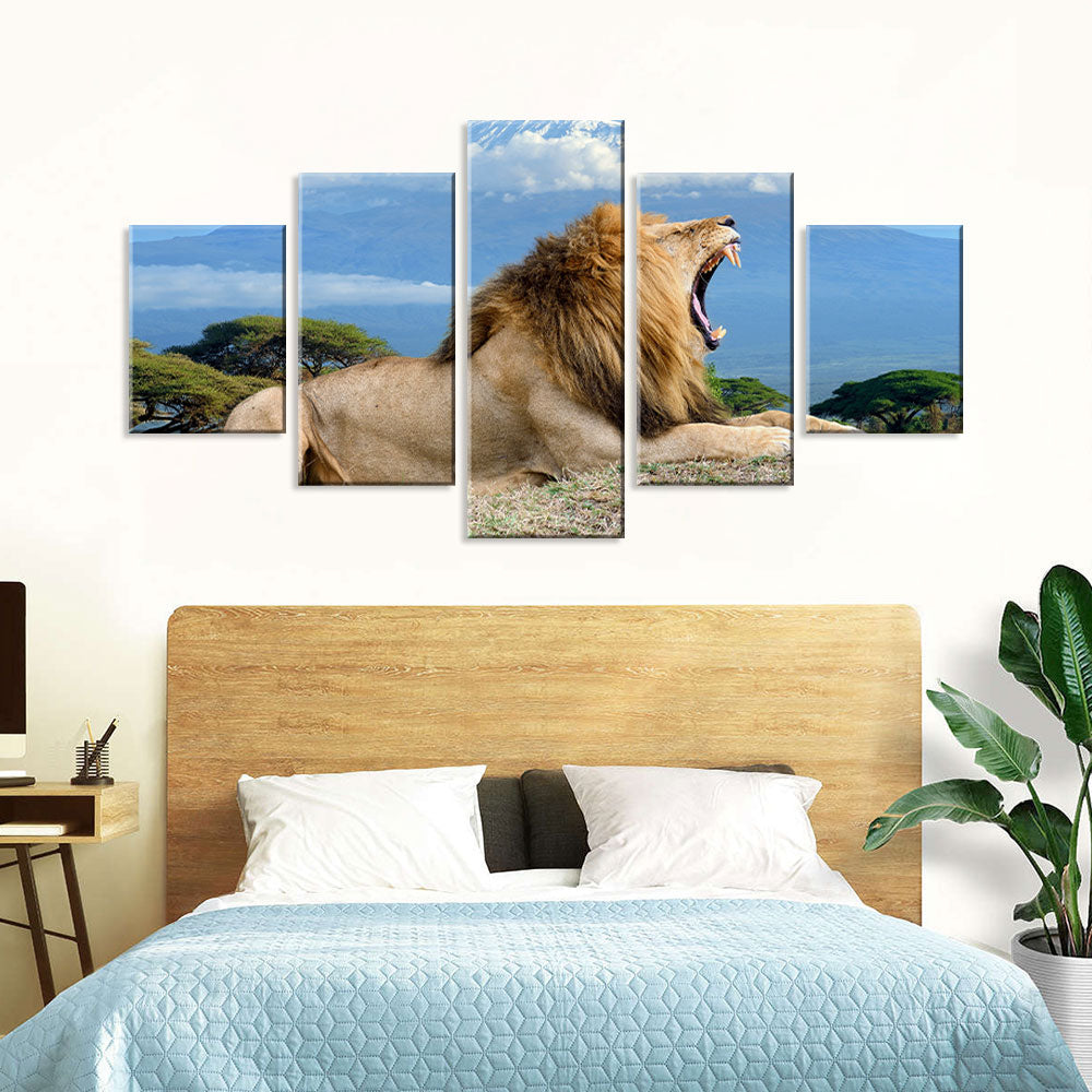 Roaring Safari Lion Canvas Wall Art