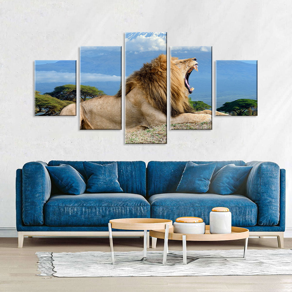 Roaring Safari Lion Canvas Wall Art