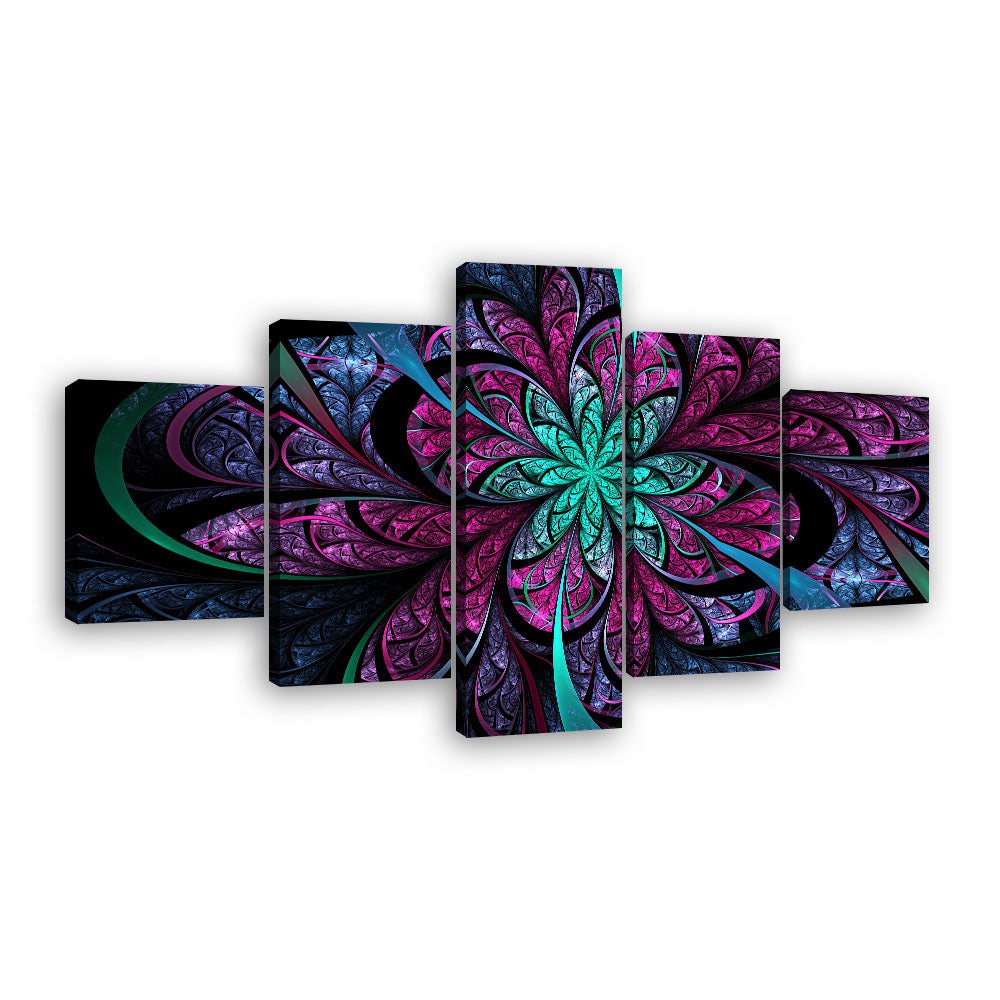 Dark Purple and Blue Fractal Flower canvas wall art