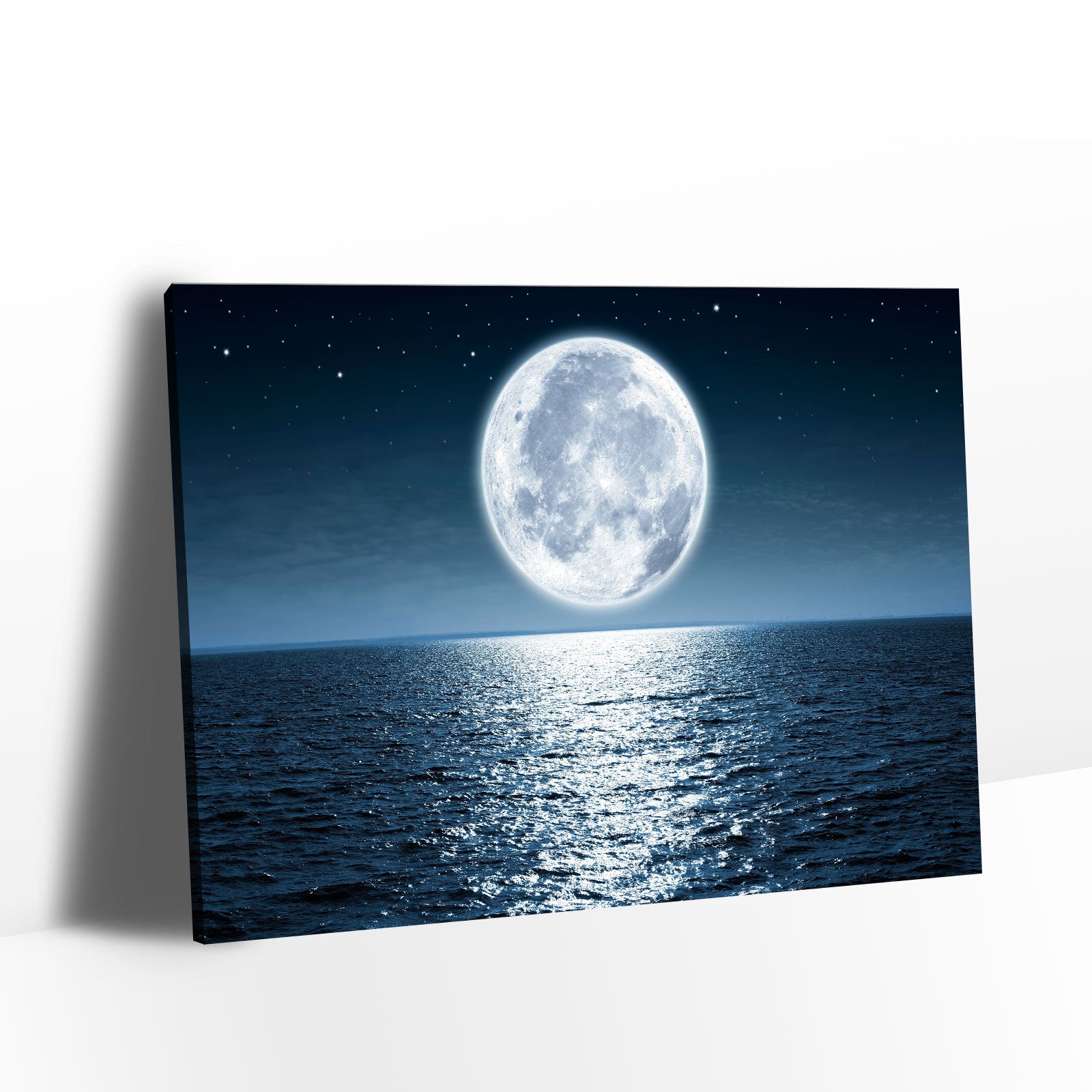 Shining Moon Over the Sea Canvas Wall Art