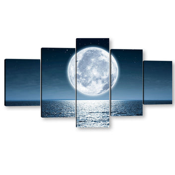 Shining Moon Over the Sea Canvas Wall Art