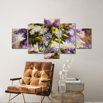 Lilac Bouquet in a Vase Canvas Wall Art