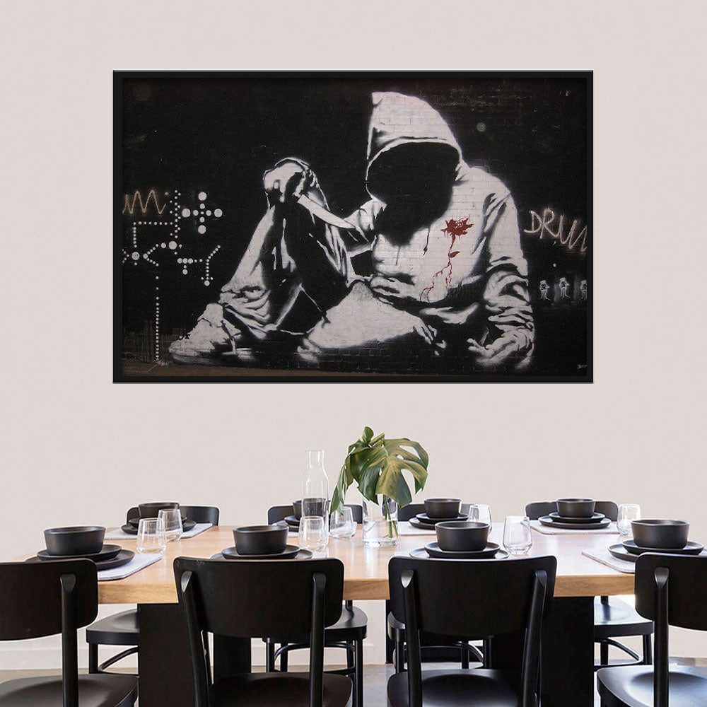 Banksy Hoodie With Knife Canvas Wall Art