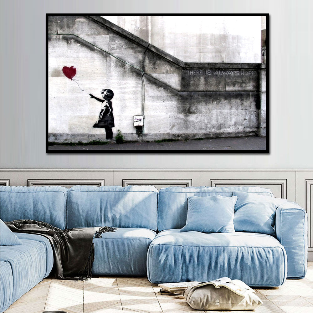 Banksy Girl with Balloon Graffiti Canvas Wall Art