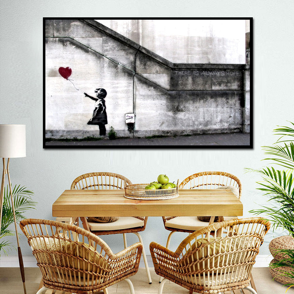 Banksy Girl with Balloon Graffiti Canvas Wall Art