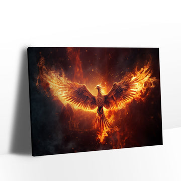 Flying Burning Phoenix Canvas Wall Art