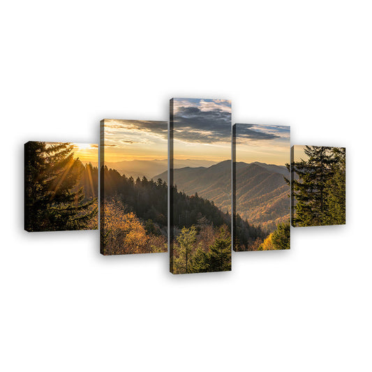 Sunrise in Smoky Mountains Canvas Wall Art