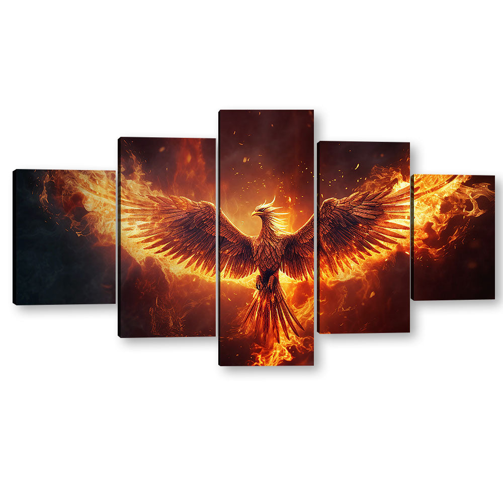 Flying Burning Phoenix Canvas Wall Art