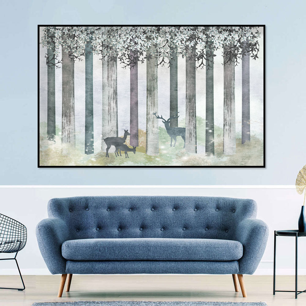 Enchanted Forest Deer Canvas Wall Art