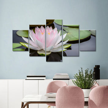 Pink Lotus Flower in Water Canvas Wall Art