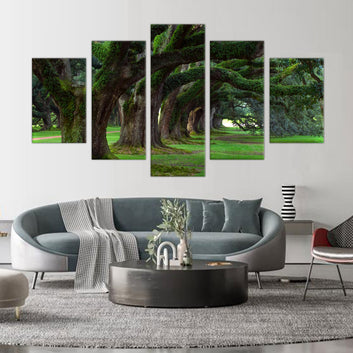 Enchanted Forest Path: 5-Piece Tree Landscape Canvas Wall Art Set