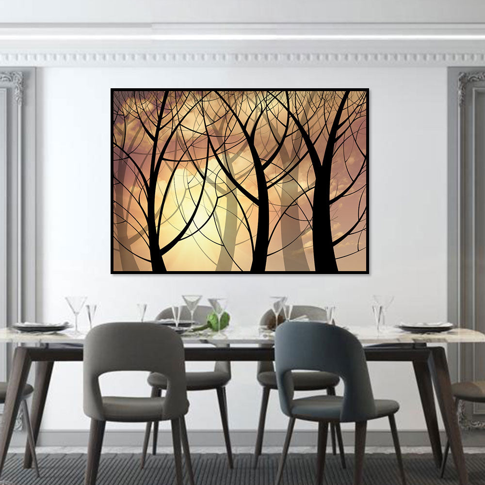 Sunset Forest Silhouette Canvas Wall Art