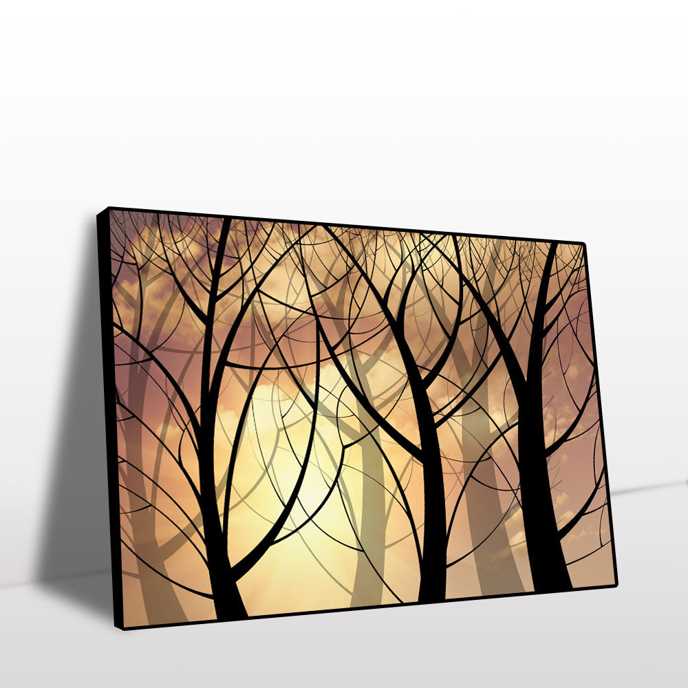 Sunset Forest Silhouette Canvas Wall Art