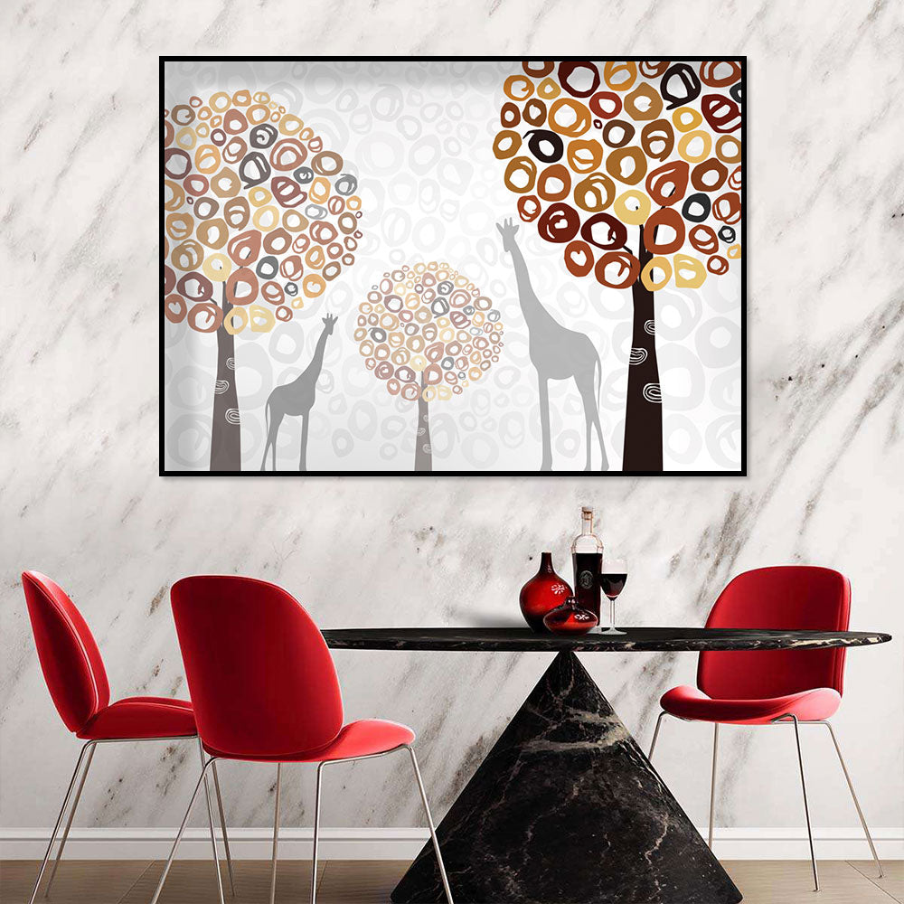 Whimsical Giraffes and Trees Canvas Wall Art