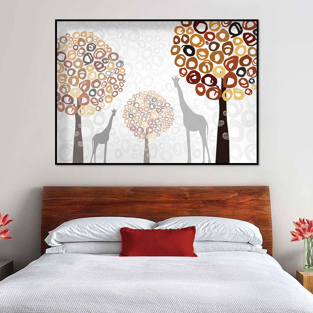 Whimsical Giraffes and Trees Canvas Wall Art