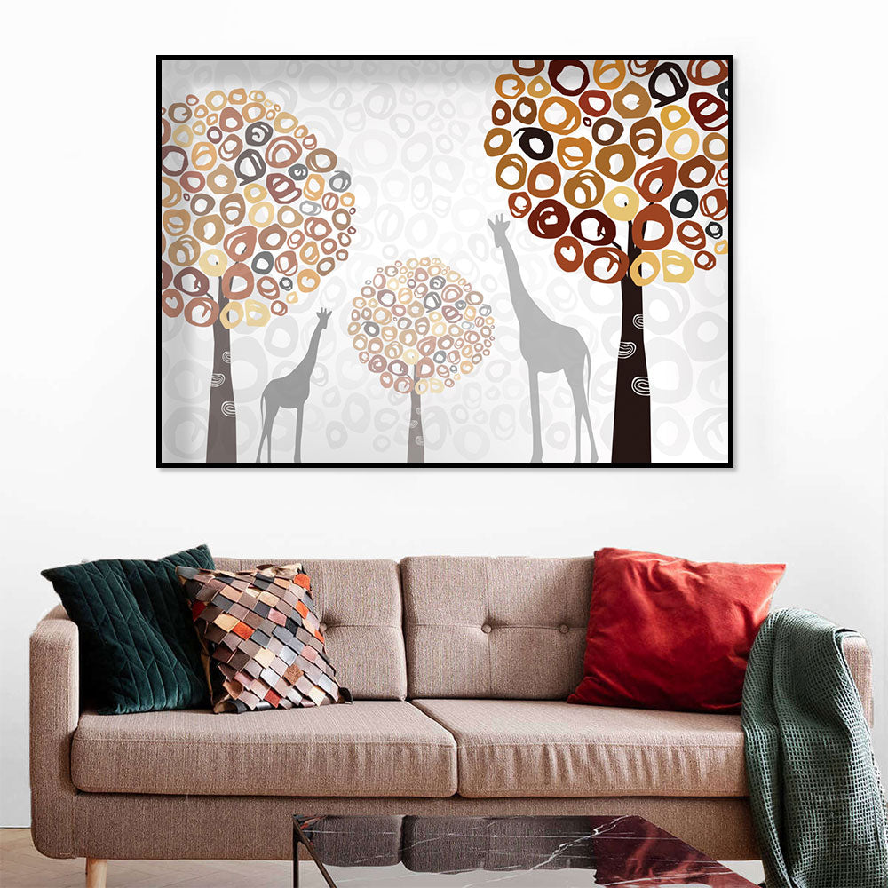 Whimsical Giraffes and Trees Canvas Wall Art