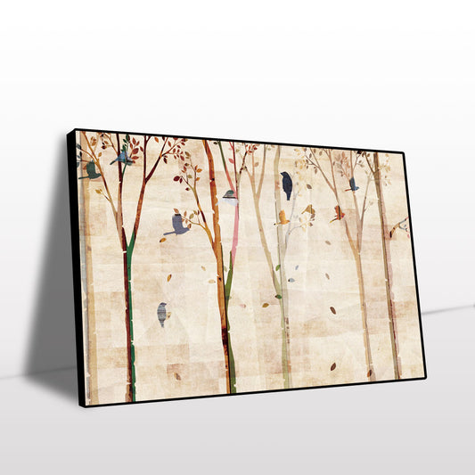 Whimsical Birds in Autumn Trees Canvas Wall Art