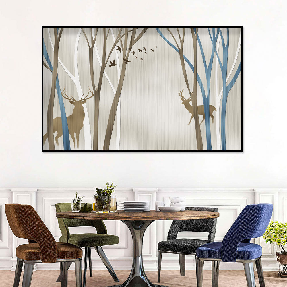 Majestic Deer in Forest Canvas Wall Art