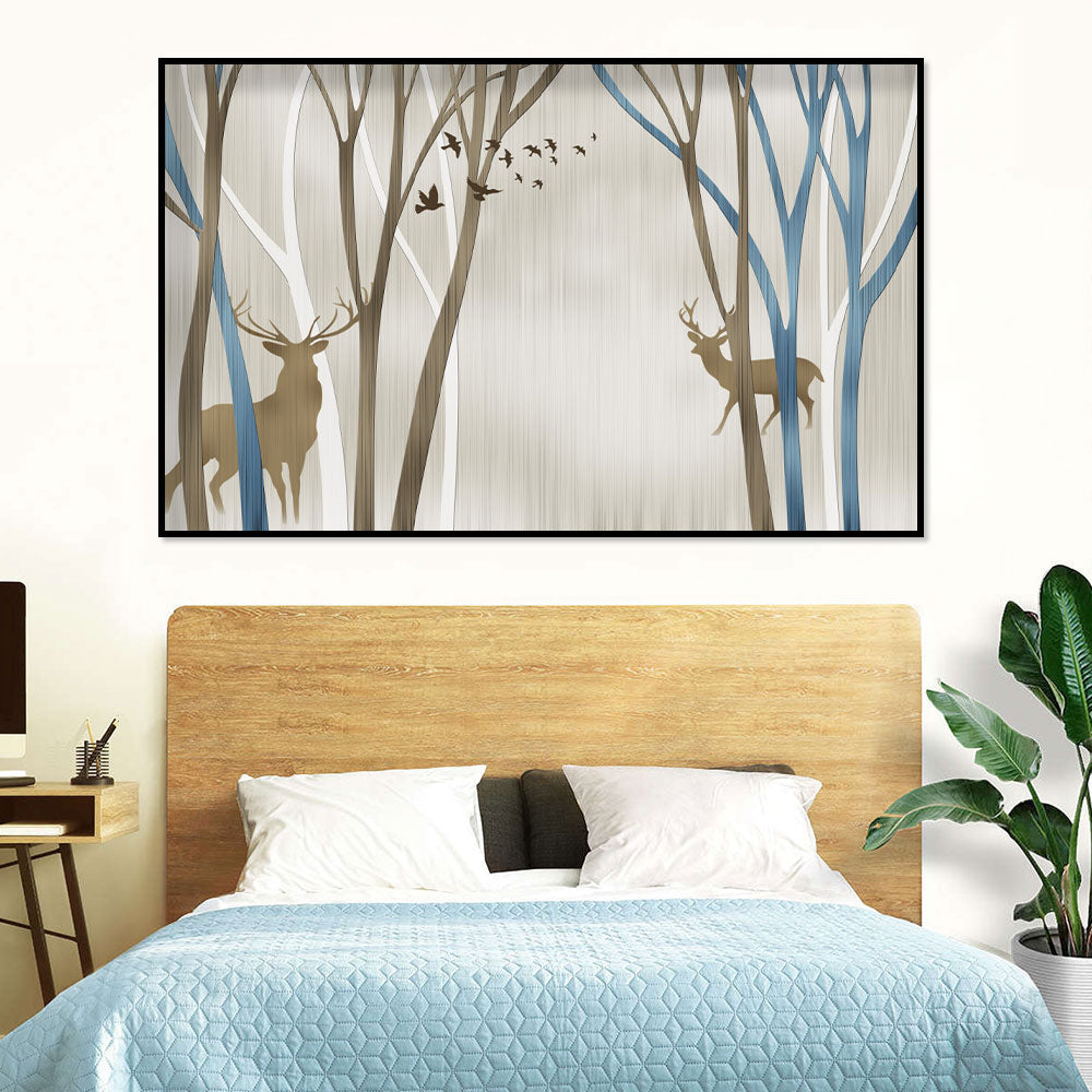 Majestic Deer in Forest Canvas Wall Art