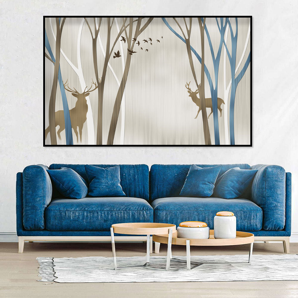 Majestic Deer in Forest Canvas Wall Art